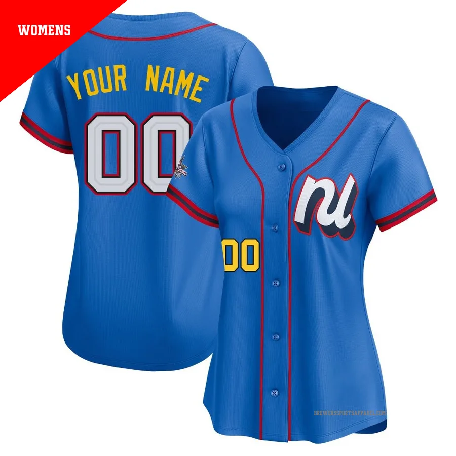 Milwaukee Brewers ＃00 Custom Women's Blue Limited National League 2025 All-Star Edition Jersey