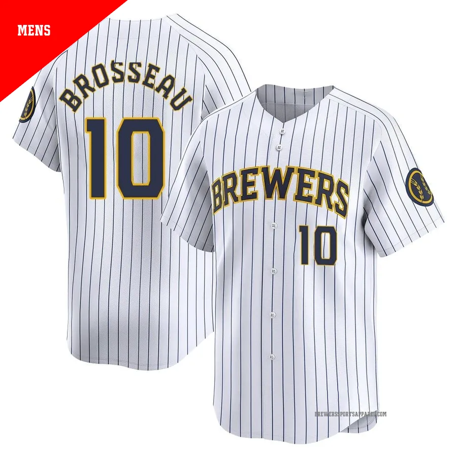 Milwaukee Brewers ＃10 Mike Brosseau Men's White Limited Alternate Jersey