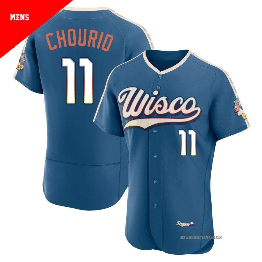 Milwaukee Brewers ＃11 Jackson Chourio Men's Blue Authentic Mineral 2026 City Connect Stadium Jersey