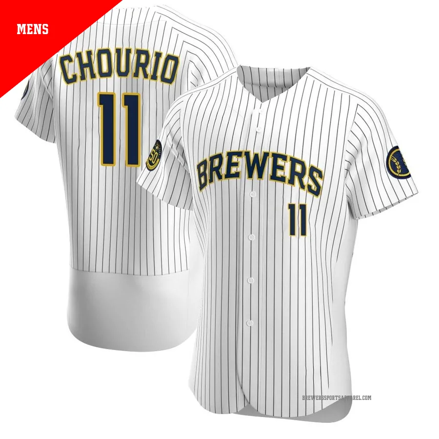 Milwaukee Brewers ＃11 Jackson Chourio Men's White Authentic Alternate Jersey