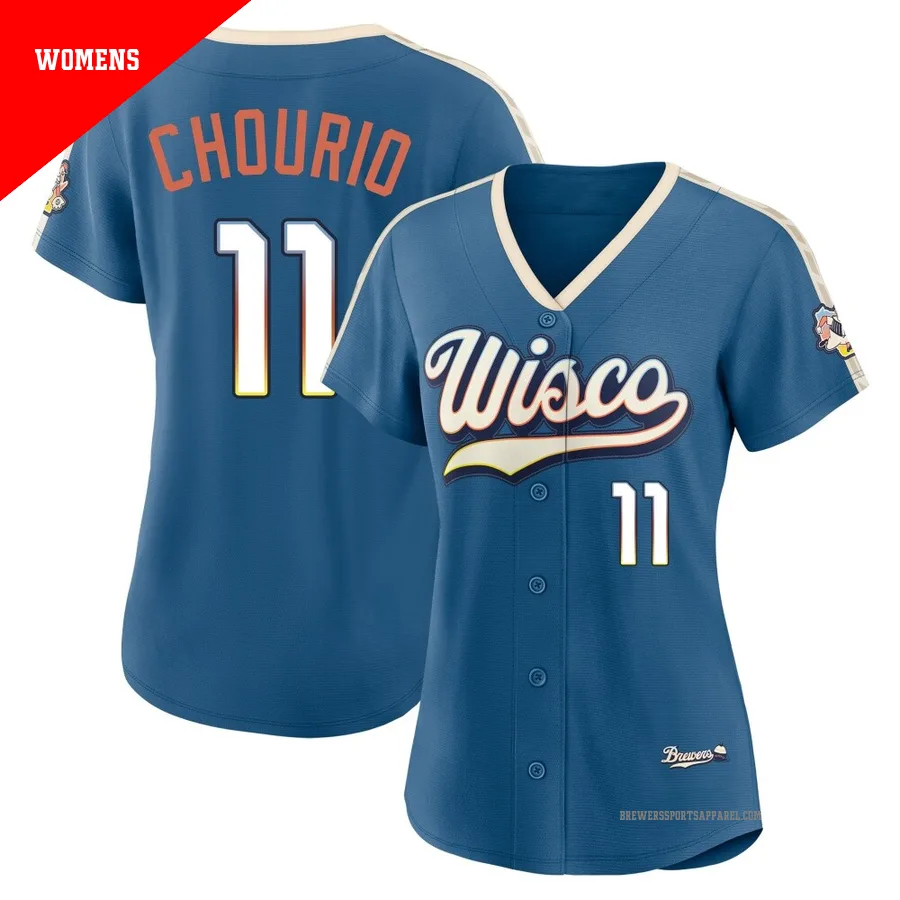 Milwaukee Brewers ＃11 Jackson Chourio Women's Blue Limited Mineral 2026 City Connect Stadium Jersey
