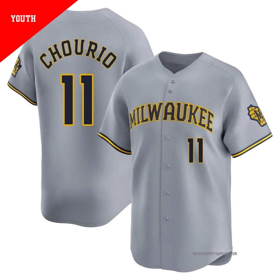 Milwaukee Brewers ＃11 Jackson Chourio Youth Gray Limited Away Jersey
