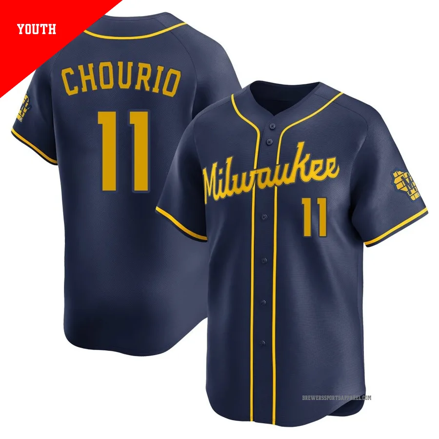 Milwaukee Brewers ＃11 Jackson Chourio Youth Navy Limited Alternate Jersey