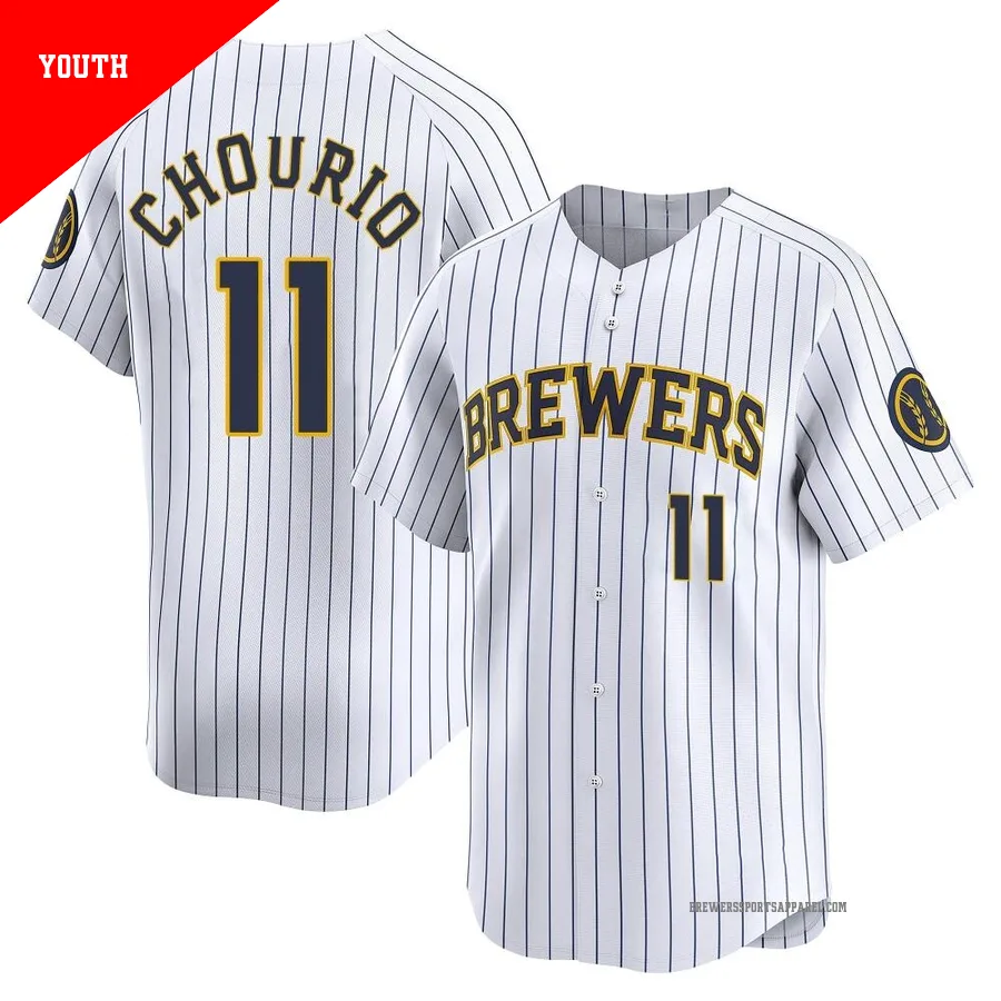 Milwaukee Brewers ＃11 Jackson Chourio Youth White Limited Alternate Jersey