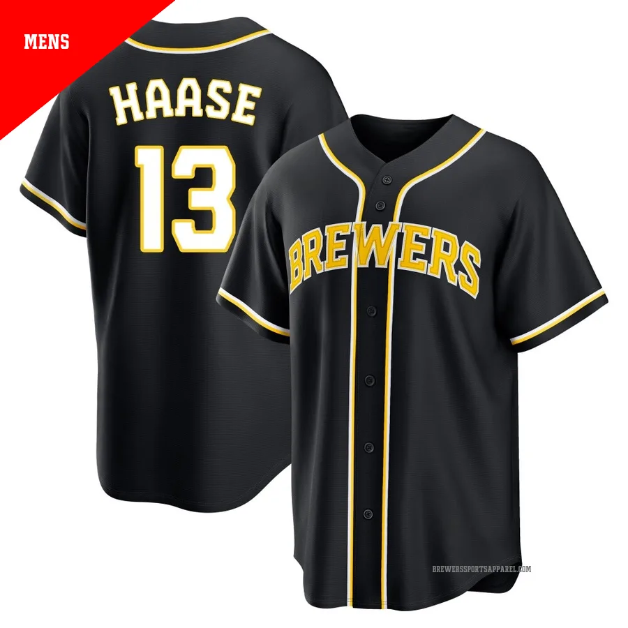 Milwaukee Brewers ＃13 Eric Haase Men's Black Replica Fashion Out Jersey