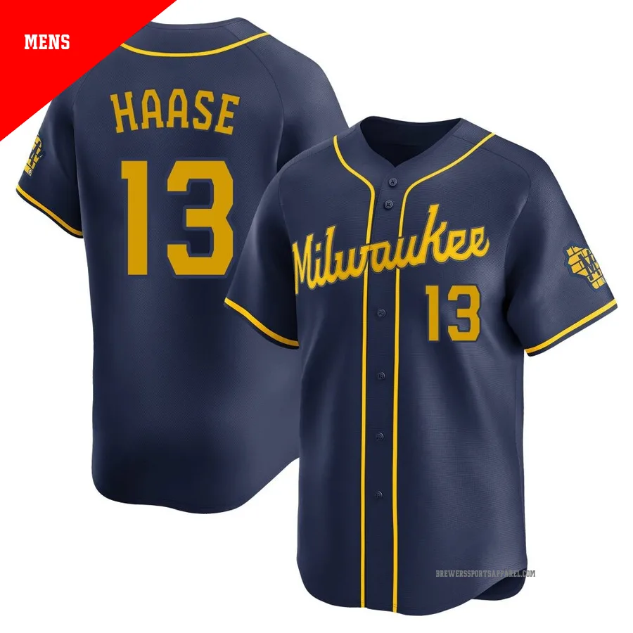 Milwaukee Brewers ＃13 Eric Haase Men's Navy Limited Alternate Jersey