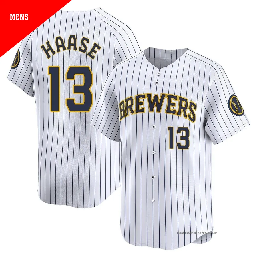 Milwaukee Brewers ＃13 Eric Haase Men's White Limited Alternate Jersey