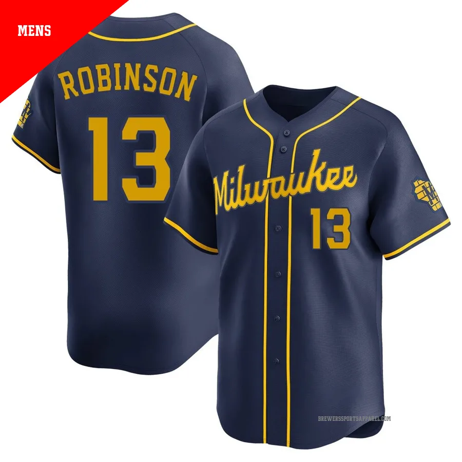Milwaukee Brewers ＃13 Glenn Robinson Men's Navy Limited Alternate Jersey