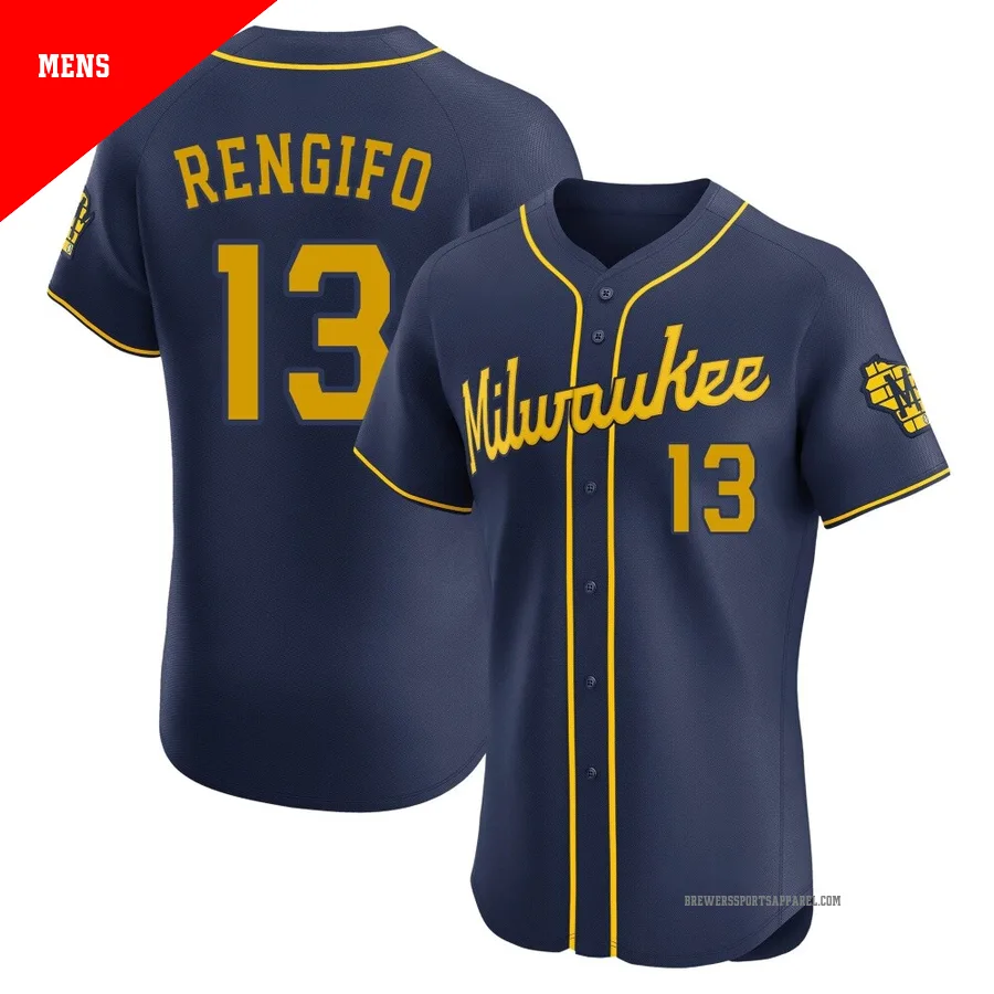 Milwaukee Brewers ＃13 Luis Rengifo Men's Navy Elite Alternate Jersey