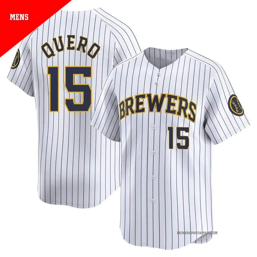 Milwaukee Brewers ＃15 Jeferson Quero Men's White Limited Alternate Jersey