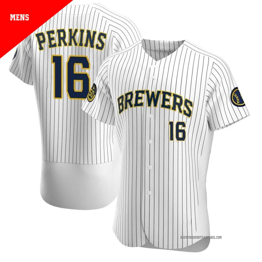 Milwaukee Brewers ＃16 Blake Perkins Men's White Authentic Alternate Jersey