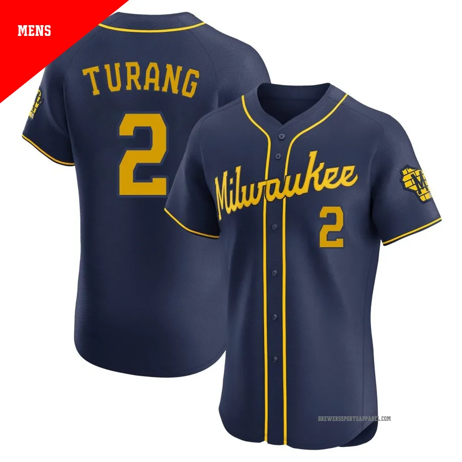Milwaukee Brewers ＃2 Brice Turang Men's Navy Elite Alternate Jersey