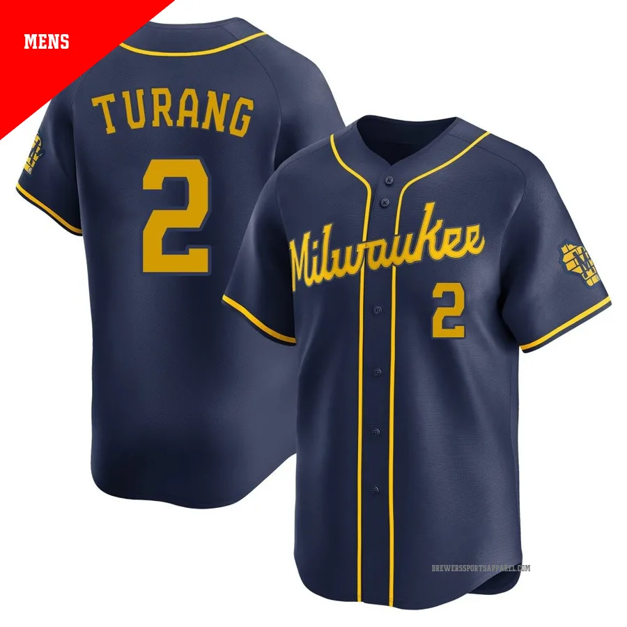 Milwaukee Brewers ＃2 Brice Turang Men's Navy Limited Alternate Jersey