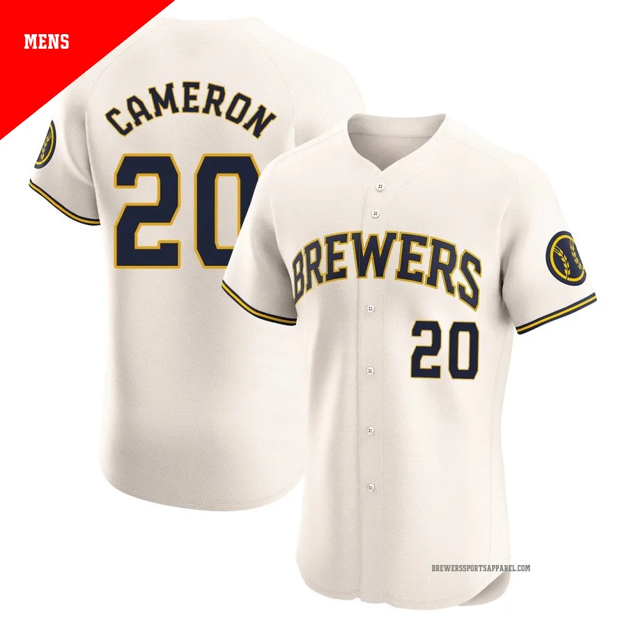 Milwaukee Brewers ＃20 Daz Cameron Men's Cream Elite Home Jersey
