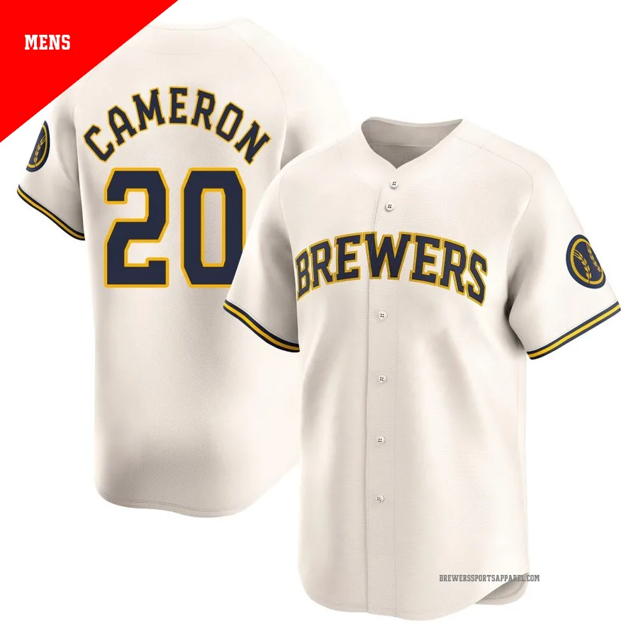 Milwaukee Brewers ＃20 Daz Cameron Men's Cream Limited Home Jersey