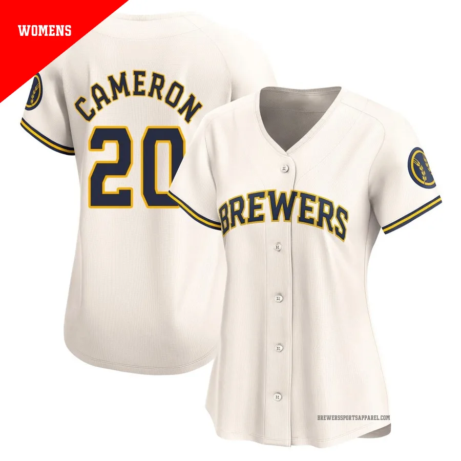 Milwaukee Brewers ＃20 Daz Cameron Women's Cream Limited Home Jersey