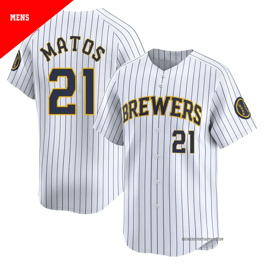 Milwaukee Brewers ＃21 Luis Matos Men's White Limited Alternate Jersey