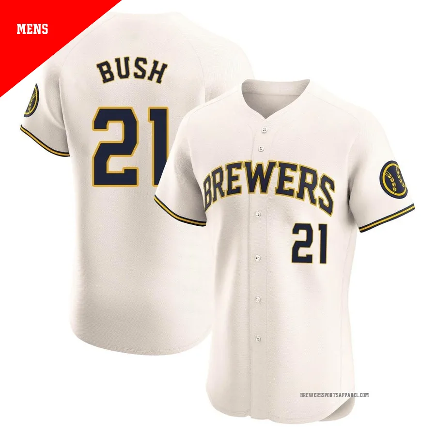 Milwaukee Brewers ＃21 Matt Bush Men's Cream Elite Home Jersey