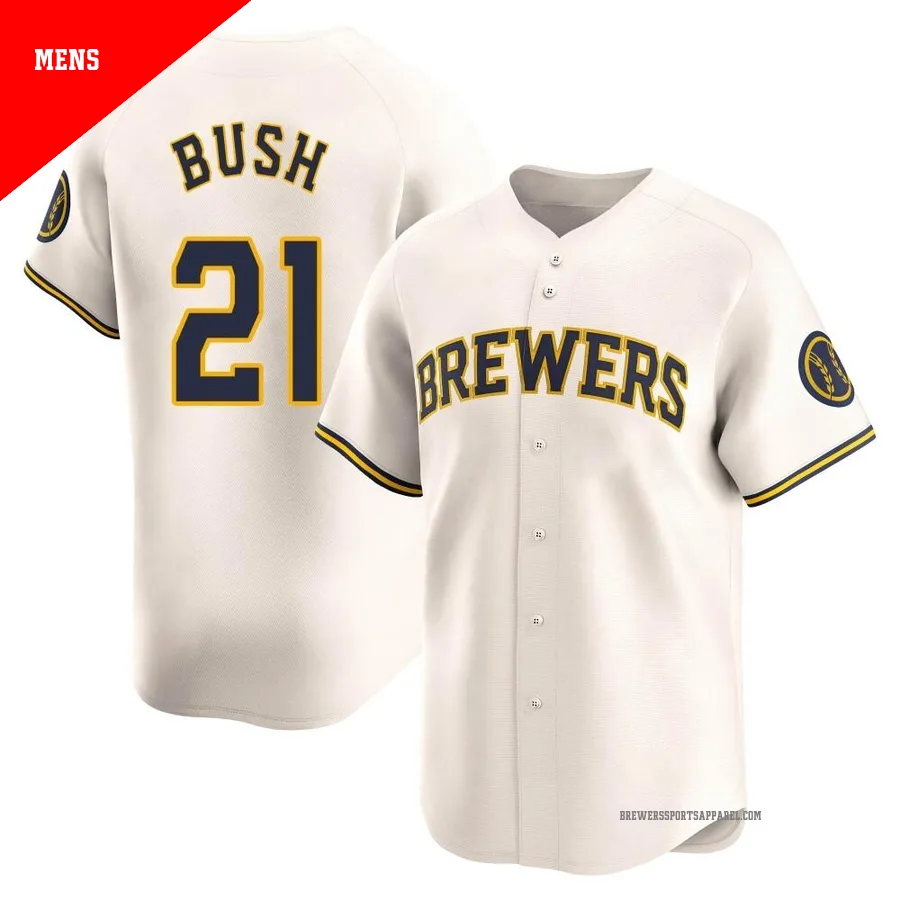 Milwaukee Brewers ＃21 Matt Bush Men's Cream Limited Home Jersey