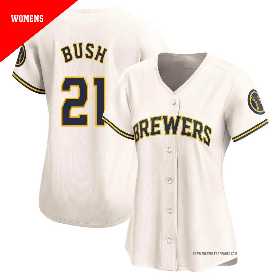 Milwaukee Brewers ＃21 Matt Bush Women's Cream Limited Home Jersey
