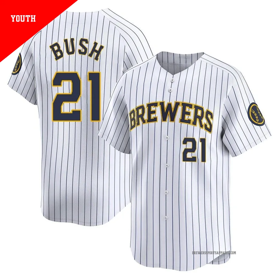 Milwaukee Brewers ＃21 Matt Bush Youth White Limited Alternate Jersey