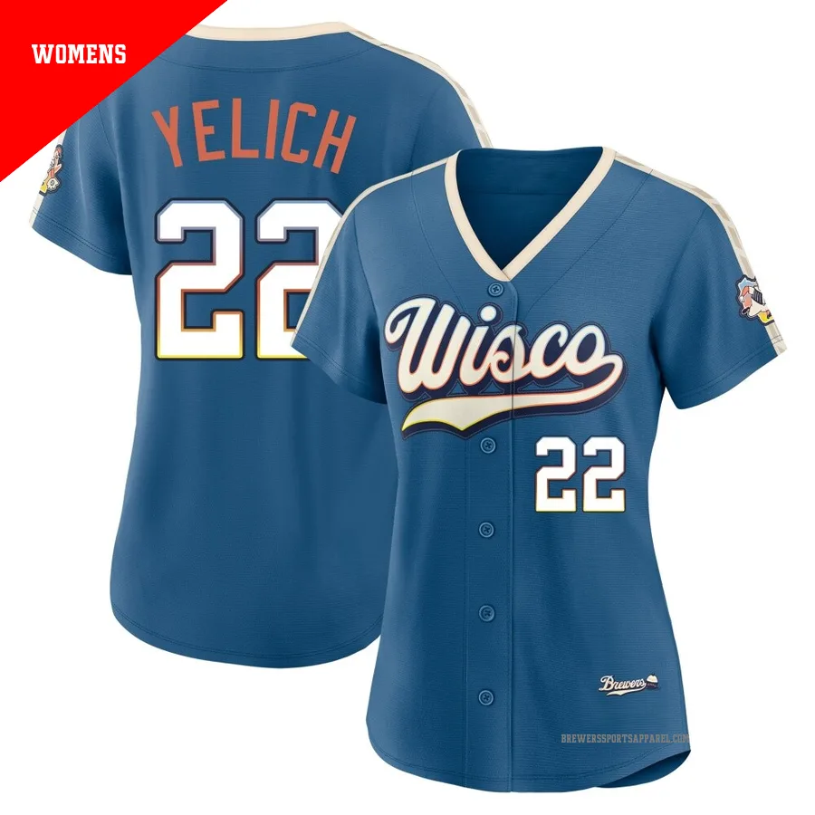 Milwaukee Brewers ＃22 Christian Yelich Women's Blue Limited Mineral 2026 City Connect Stadium Jersey
