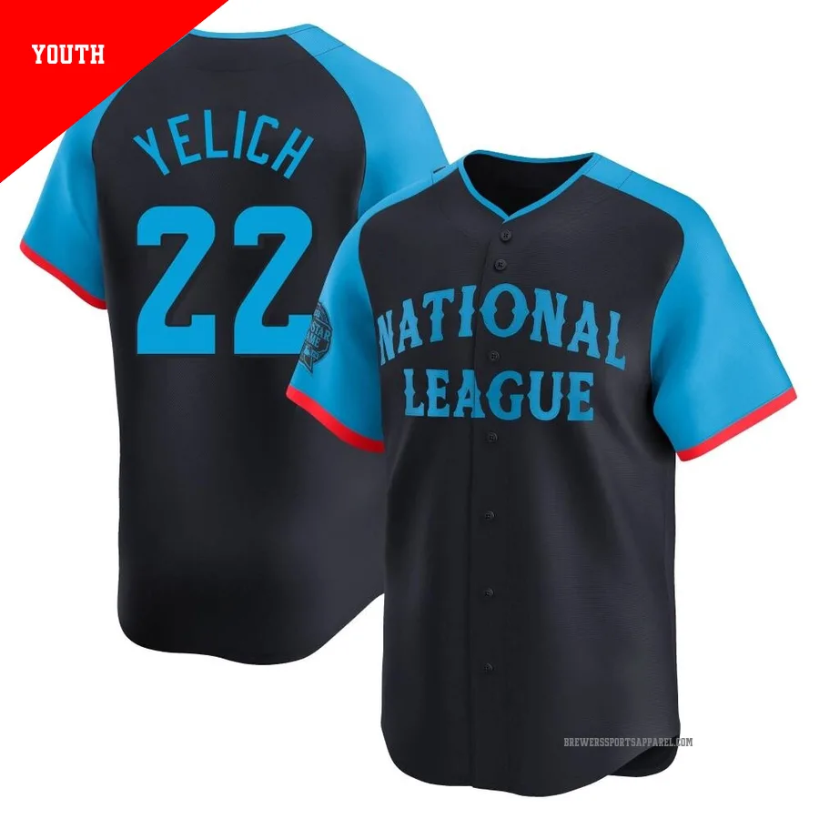 Milwaukee Brewers ＃22 Christian Yelich Youth Navy Limited National League 2024 All-Star Game Jersey