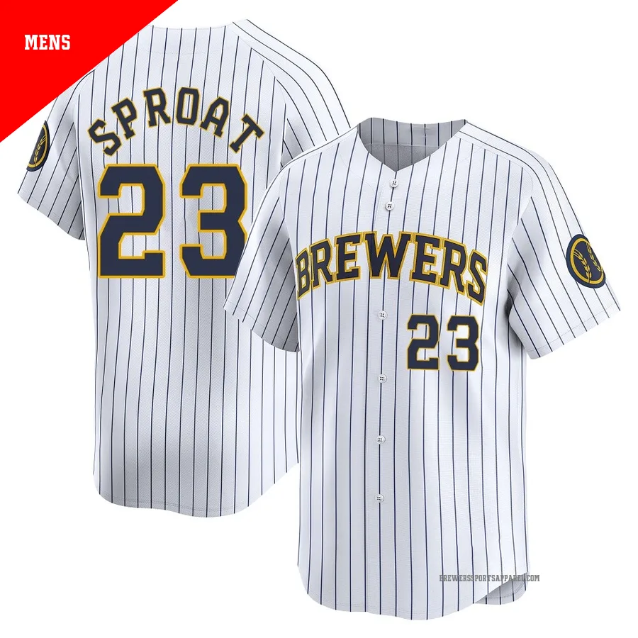 Milwaukee Brewers ＃23 Brandon Sproat Men's White Limited Alternate Jersey