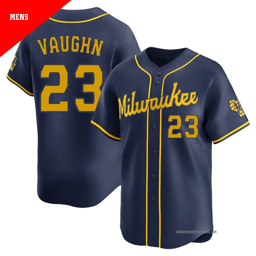 Milwaukee Brewers ＃23 Greg Vaughn Men's Navy Limited Alternate Jersey