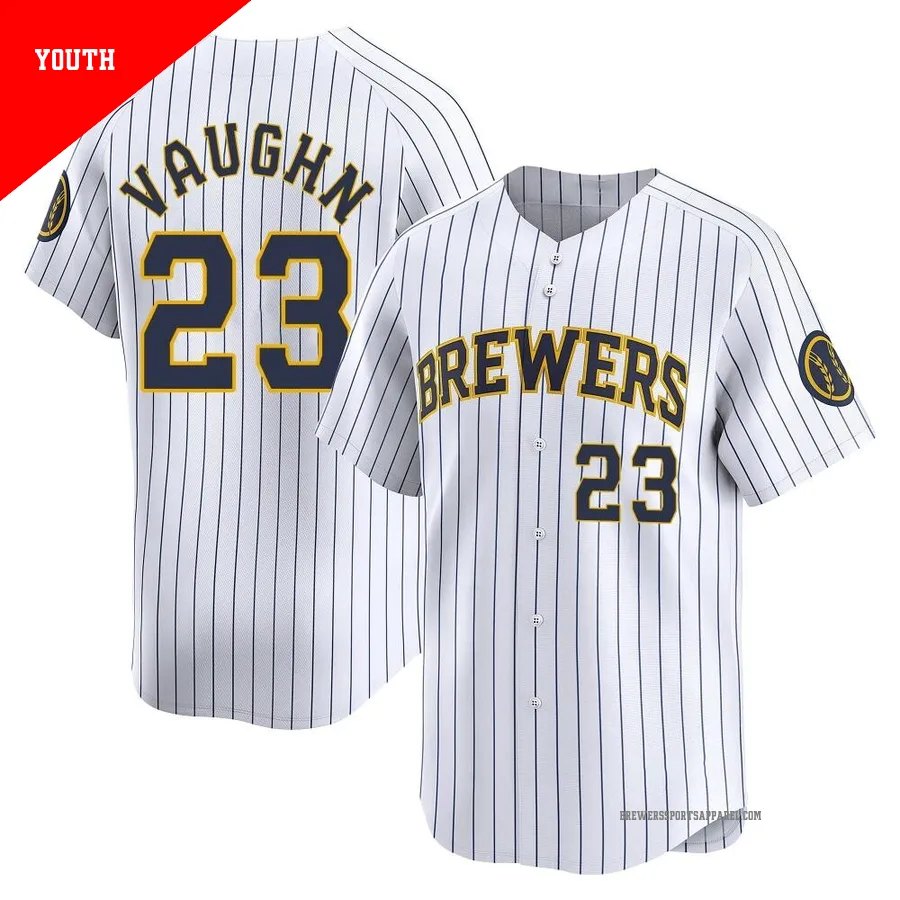 Milwaukee Brewers ＃23 Greg Vaughn Youth White Limited Alternate Jersey