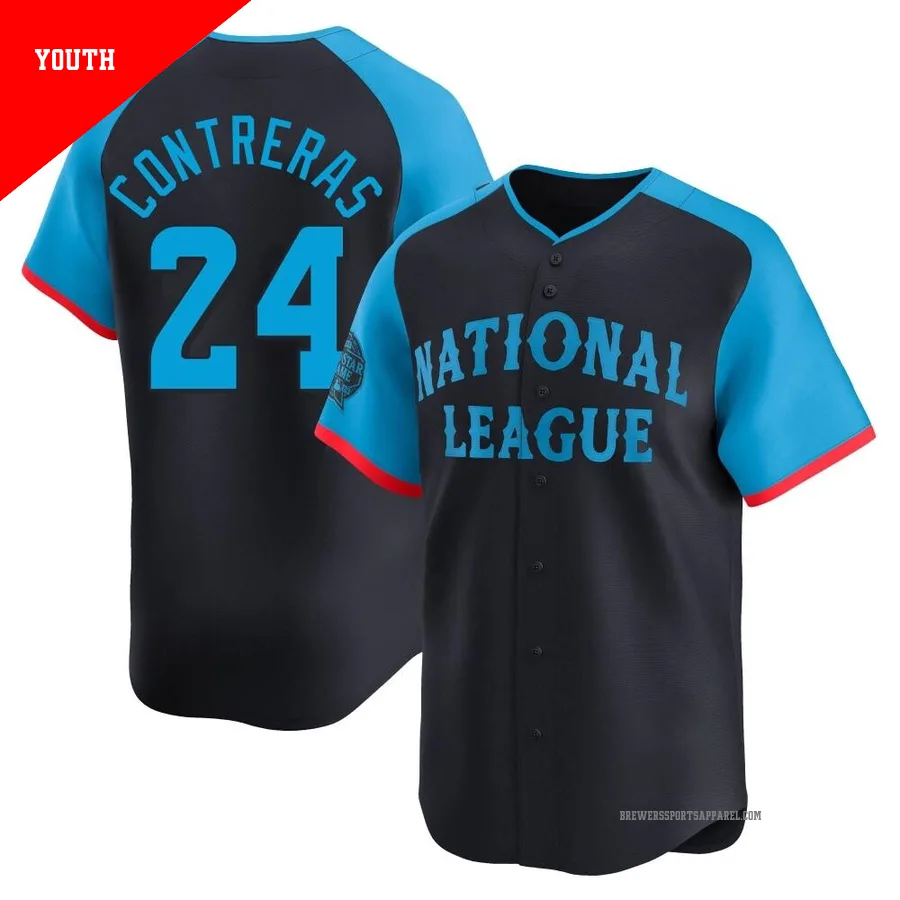 Milwaukee Brewers ＃24 William Contreras Youth Navy Limited National League 2024 All-Star Game Jersey