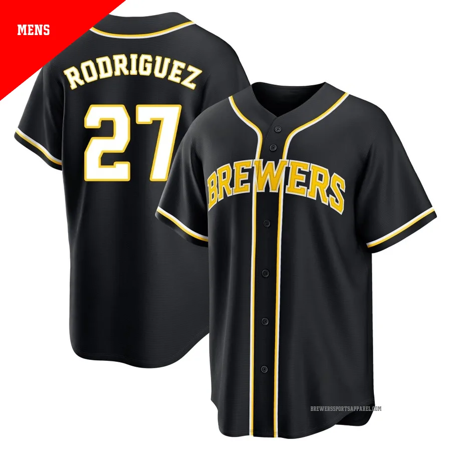 Milwaukee Brewers ＃27 Carlos Rodriguez Men's Black Replica Fashion Out Jersey