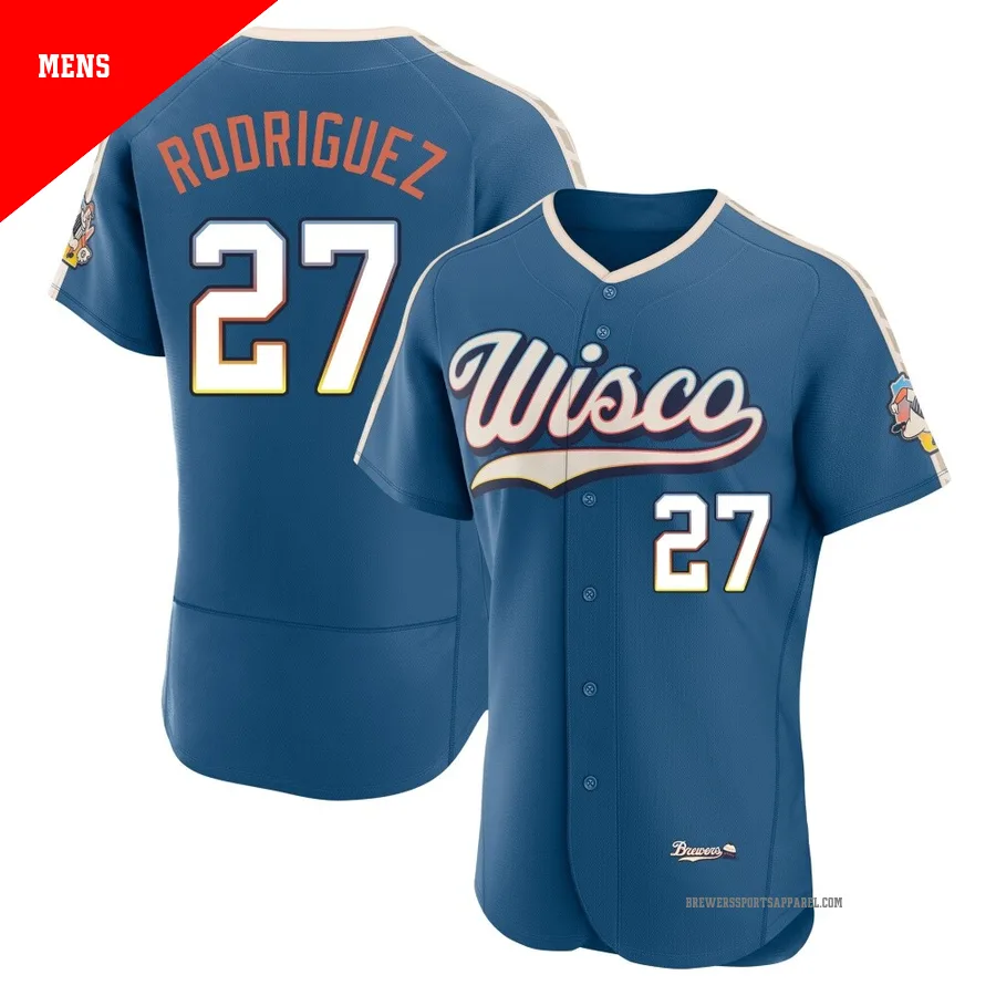 Milwaukee Brewers ＃27 Carlos Rodriguez Men's Blue Authentic Mineral 2026 City Connect Stadium Jersey