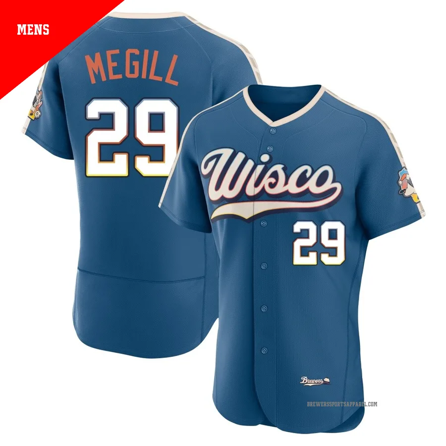 Milwaukee Brewers ＃29 Trevor Megill Men's Blue Authentic Mineral 2026 City Connect Stadium Jersey