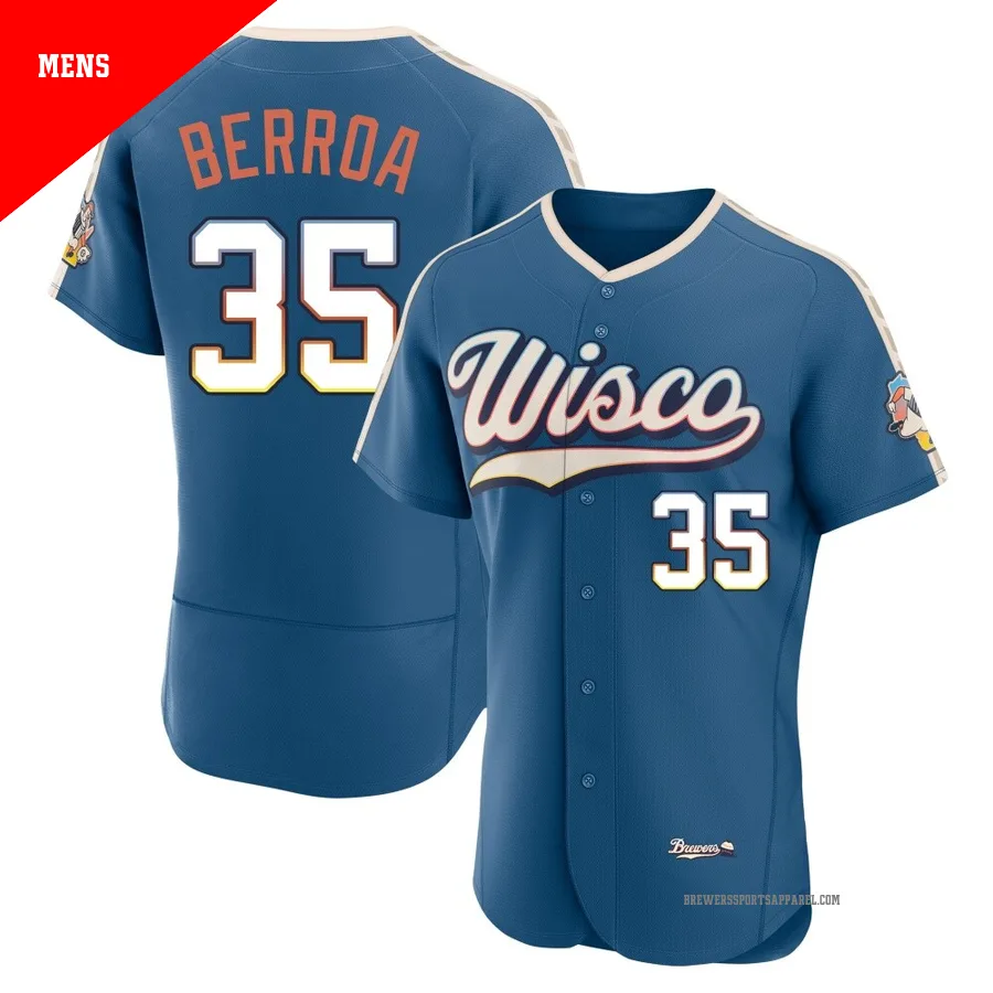 Milwaukee Brewers ＃35 Steward Berroa Men's Blue Authentic Mineral 2026 City Connect Stadium Jersey