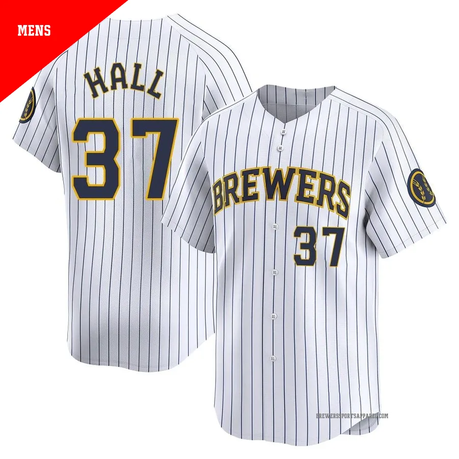 Milwaukee Brewers ＃37 DL Hall Men's White Limited Alternate Jersey