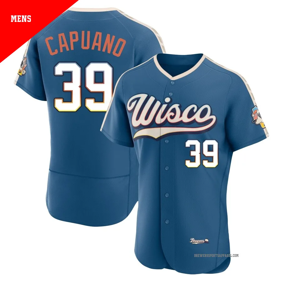 Milwaukee Brewers ＃39 Chris Capuano Men's Blue Authentic Mineral 2026 City Connect Stadium Jersey