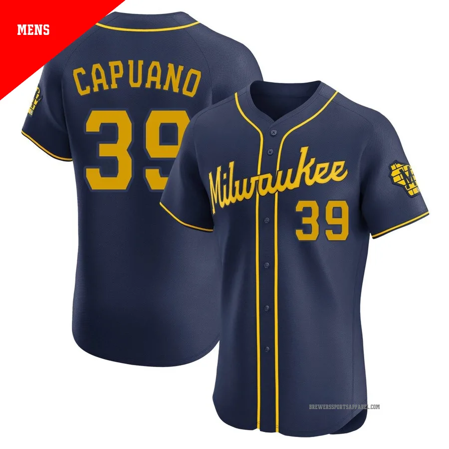 Milwaukee Brewers ＃39 Chris Capuano Men's Navy Elite Alternate Jersey