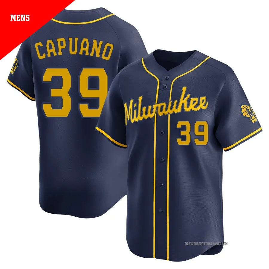 Milwaukee Brewers ＃39 Chris Capuano Men's Navy Limited Alternate Jersey