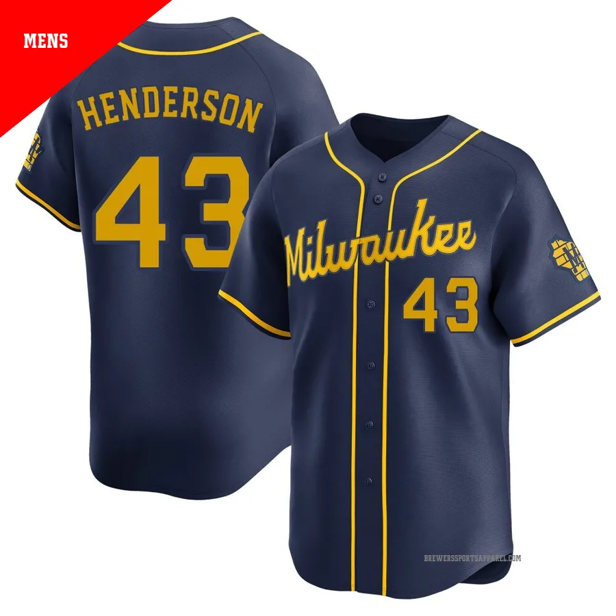 Milwaukee Brewers ＃43 Logan Henderson Men's Navy Limited Alternate Jersey
