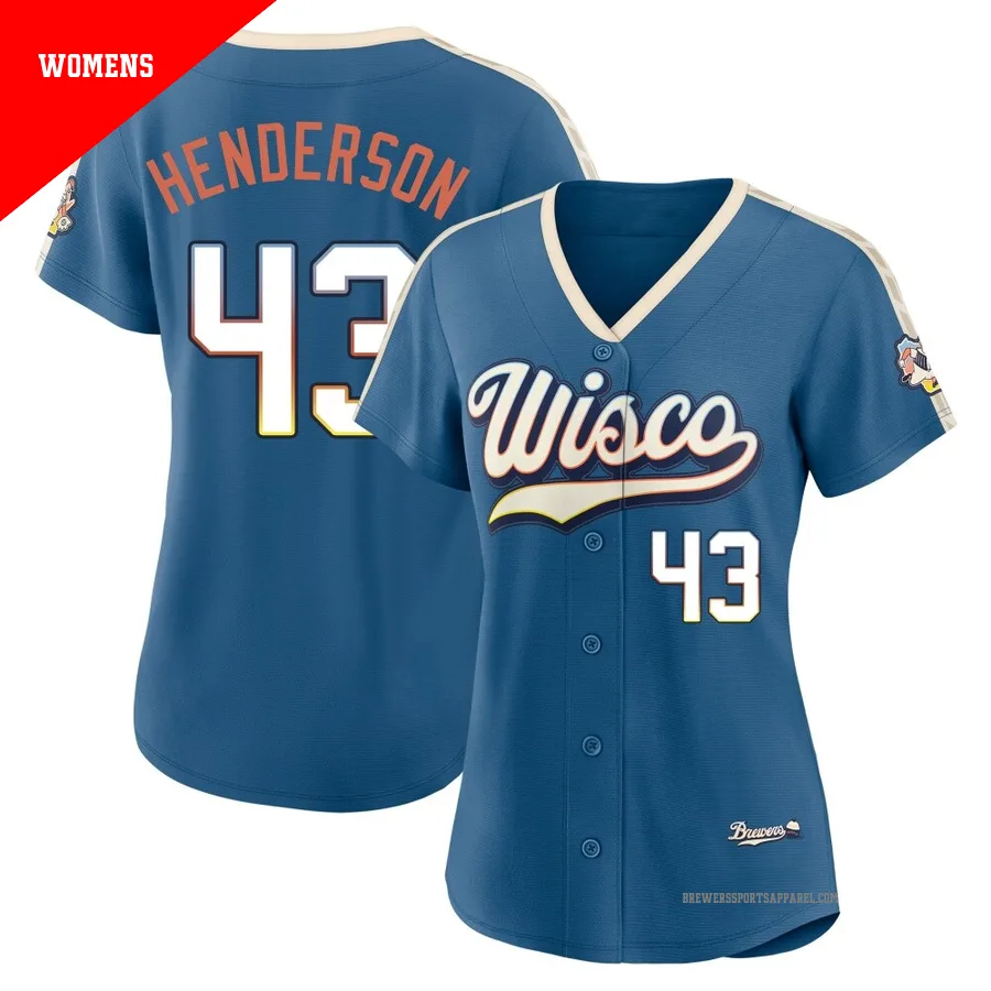 Milwaukee Brewers ＃43 Logan Henderson Women's Blue Limited Mineral 2026 City Connect Stadium Jersey