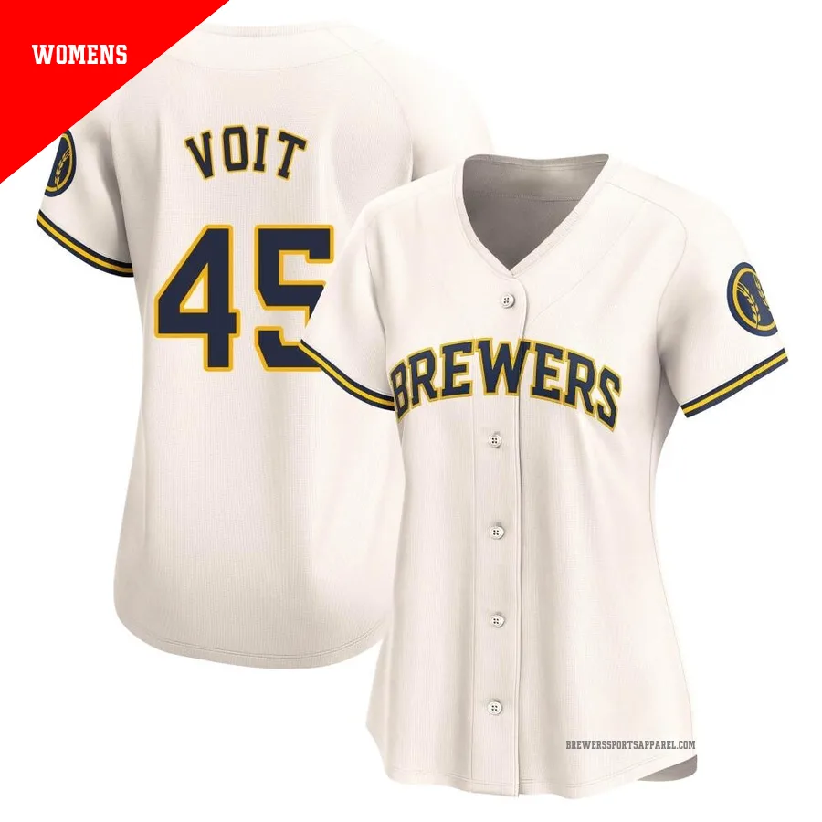 Milwaukee Brewers ＃45 Luke Voit Women's Cream Limited Home Jersey