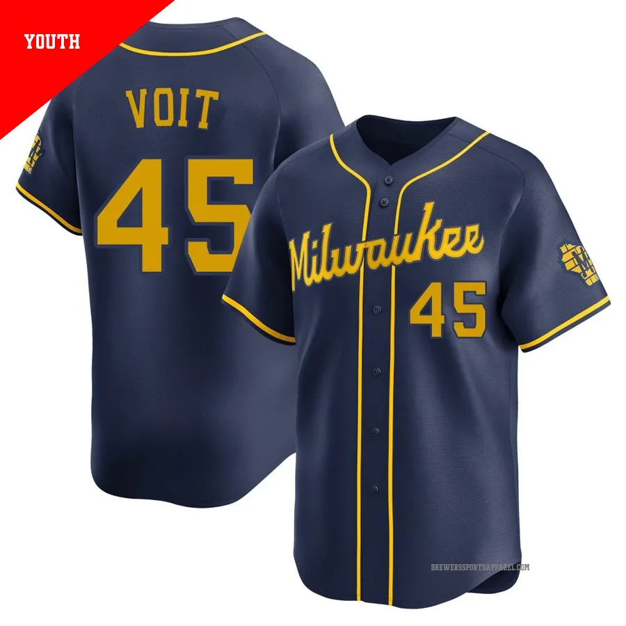 Milwaukee Brewers ＃45 Luke Voit Youth Navy Limited Alternate Jersey