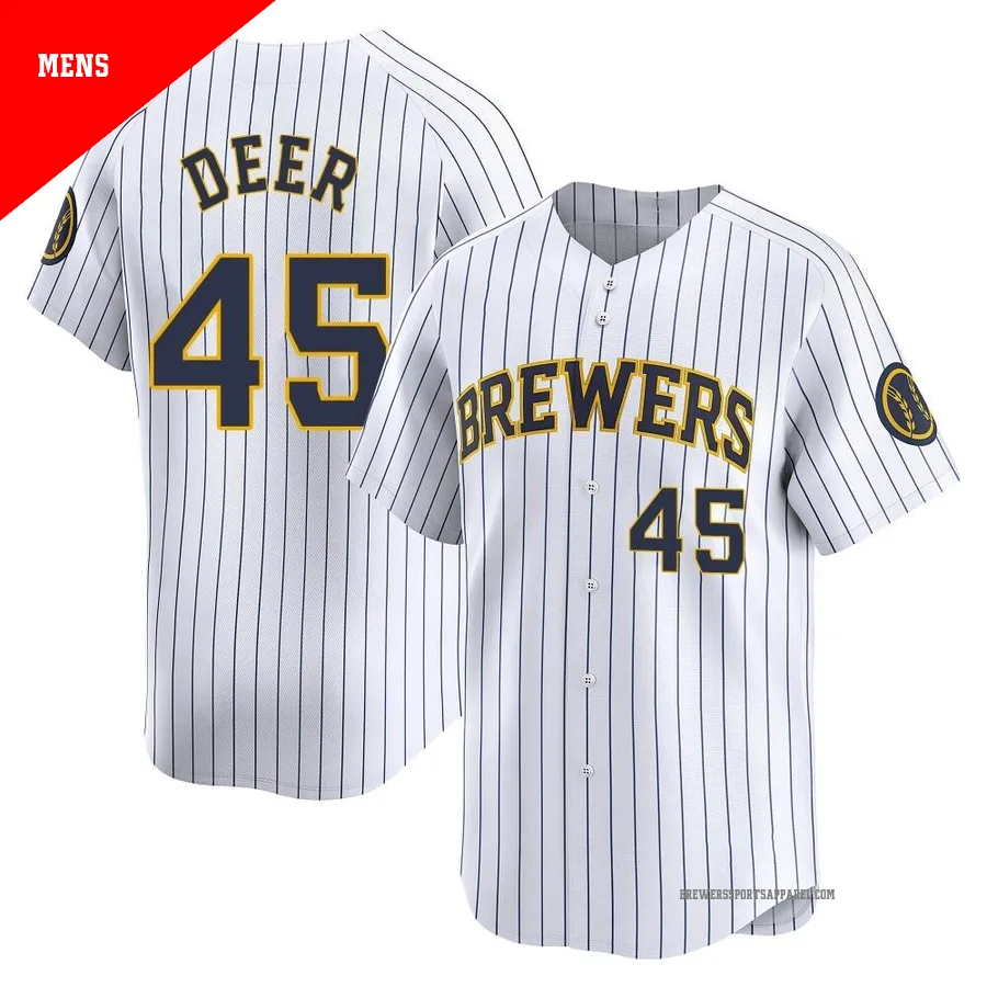 Milwaukee Brewers ＃45 Rob Deer Men's White Limited Alternate Jersey