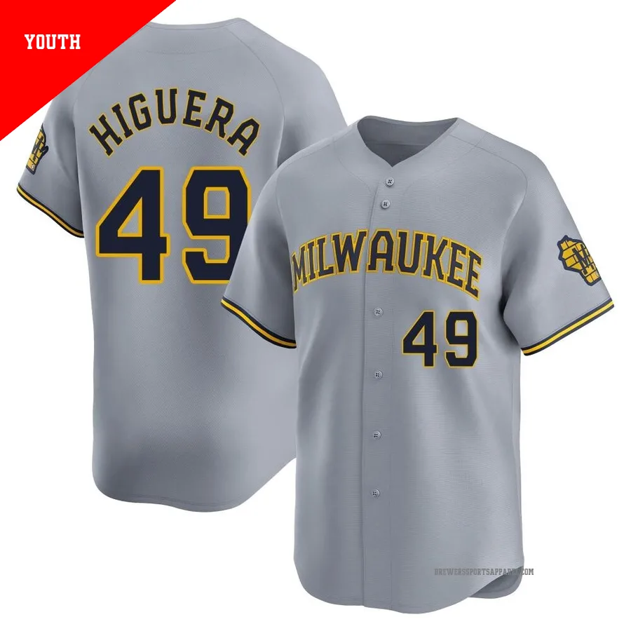 Milwaukee Brewers ＃49 Teddy Higuera Youth Gray Limited Away Jersey