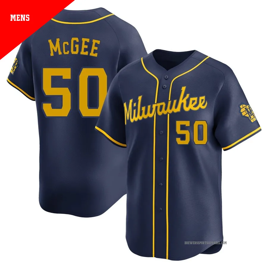 Milwaukee Brewers ＃50 Easton McGee Men's Navy Limited Alternate Jersey