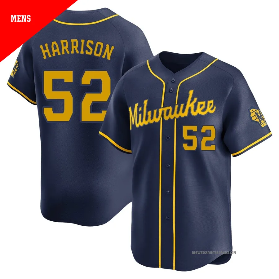 Milwaukee Brewers ＃52 Kyle Harrison Men's Navy Limited Alternate Jersey