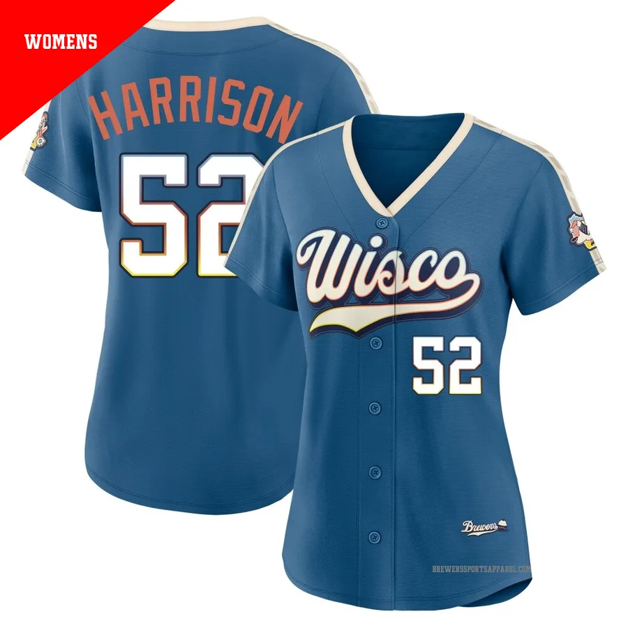 Milwaukee Brewers ＃52 Kyle Harrison Women's Blue Limited Mineral 2026 City Connect Stadium Jersey