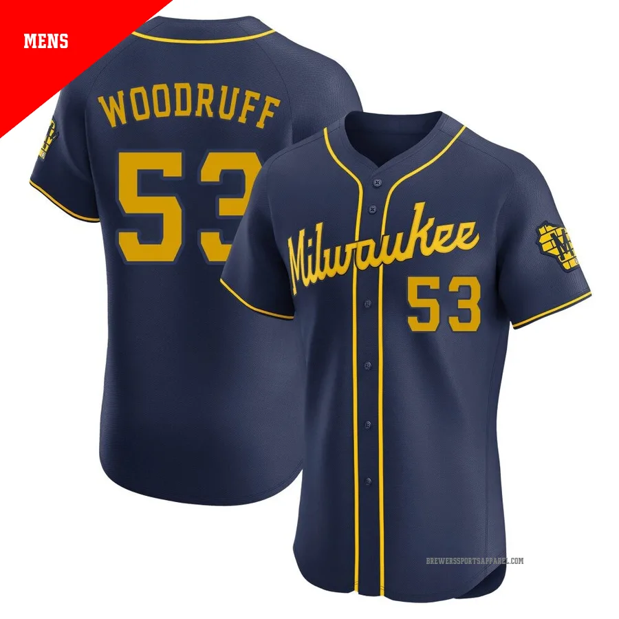 Milwaukee Brewers ＃53 Brandon Woodruff Men's Navy Elite Alternate Jersey