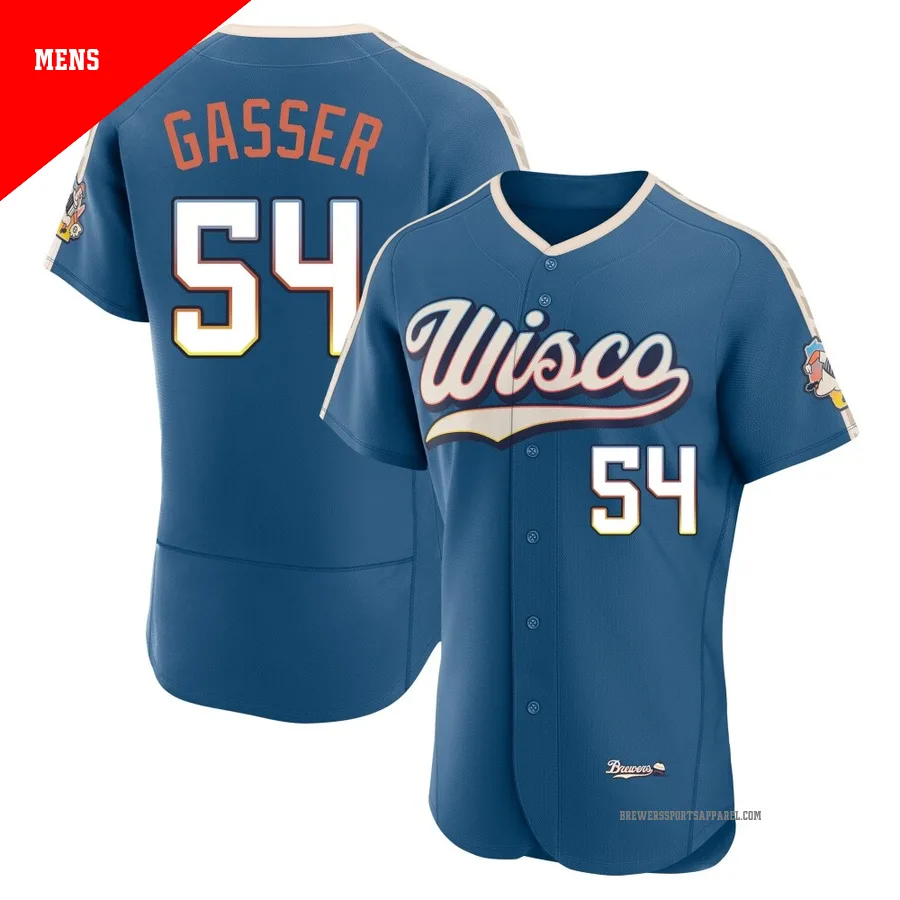 Milwaukee Brewers ＃54 Robert Gasser Men's Blue Authentic Mineral 2026 City Connect Stadium Jersey